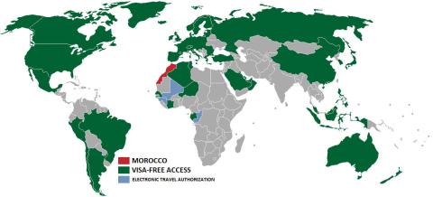 morocco visa policy map