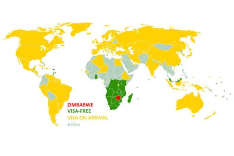 zimbabwe visa policy map