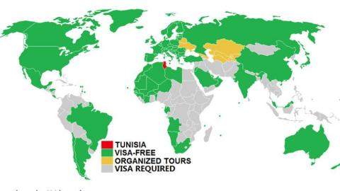 tunisa-visa-exemption-map